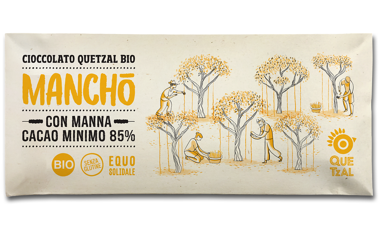 Bio-Schokolade aus Modica ohne Zucker, mit Bio-Manna gesüßt, vegan, 60g