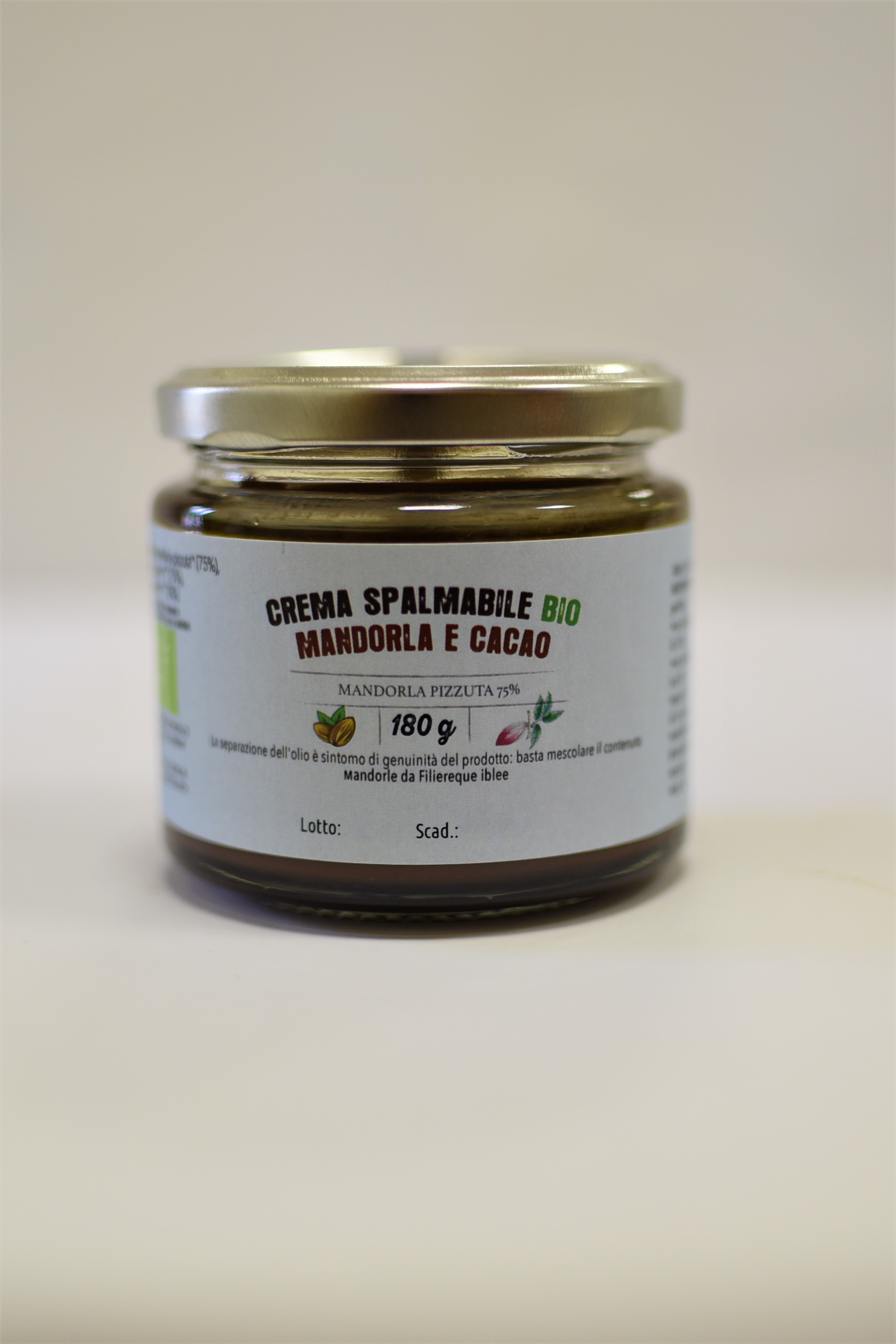 Sizilianische Bio-Mandelcreme aus Modica, Bio-Rohrzucker & Bio-Kakao, vegan
