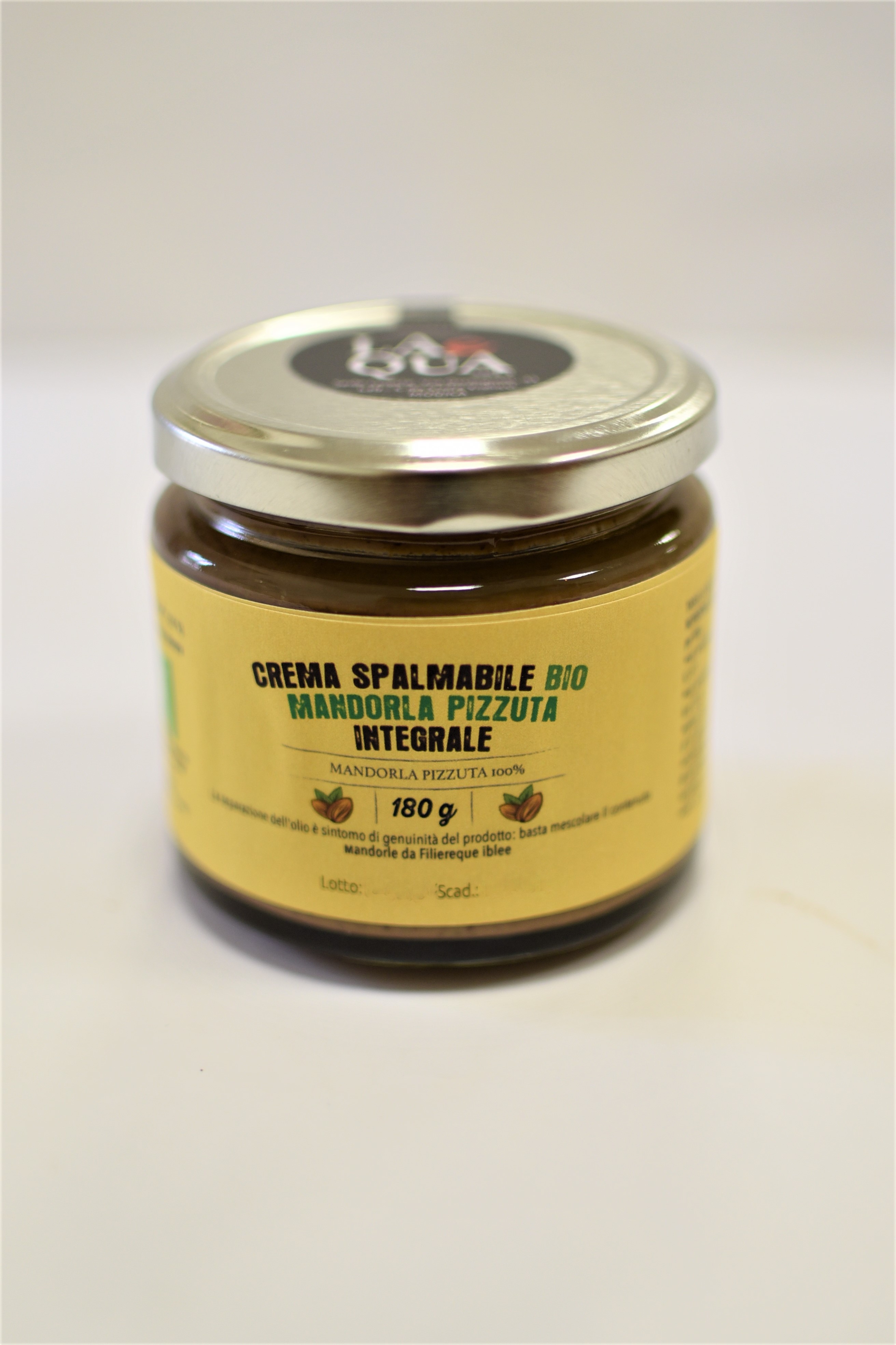 Sizilianische Bio-Mandelcreme pur, Bio-Mandeln der alten Sorte "Pizzuta" aus Modica, vegan