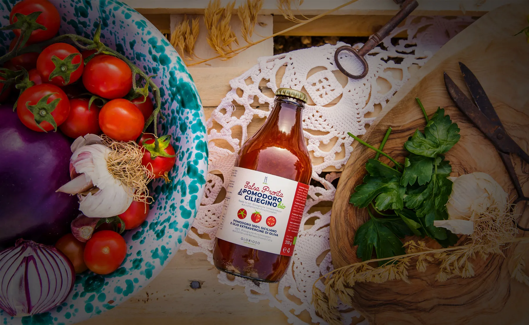 Premium Bio! Sizilianische<br>Tomatensauce Aus sonnengereiften Kirschtomaten